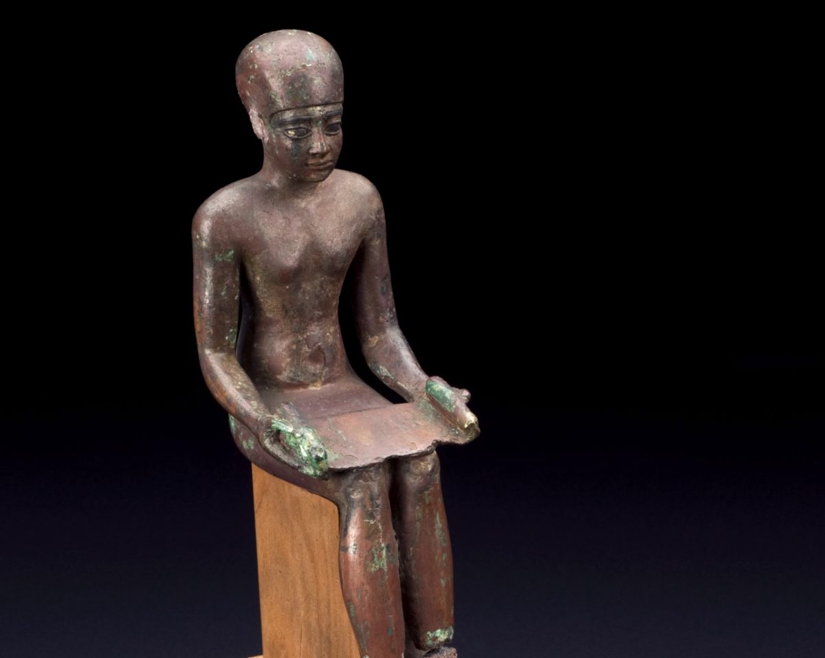 Copper Alloy statue of Imhotep, Kemet, 600-30 BCE